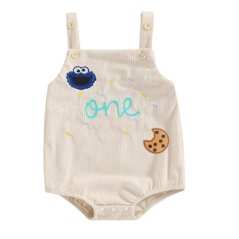 Cookie Monster Romper Outfit Smash First Birthday Bodysuit clothes Sesame Street